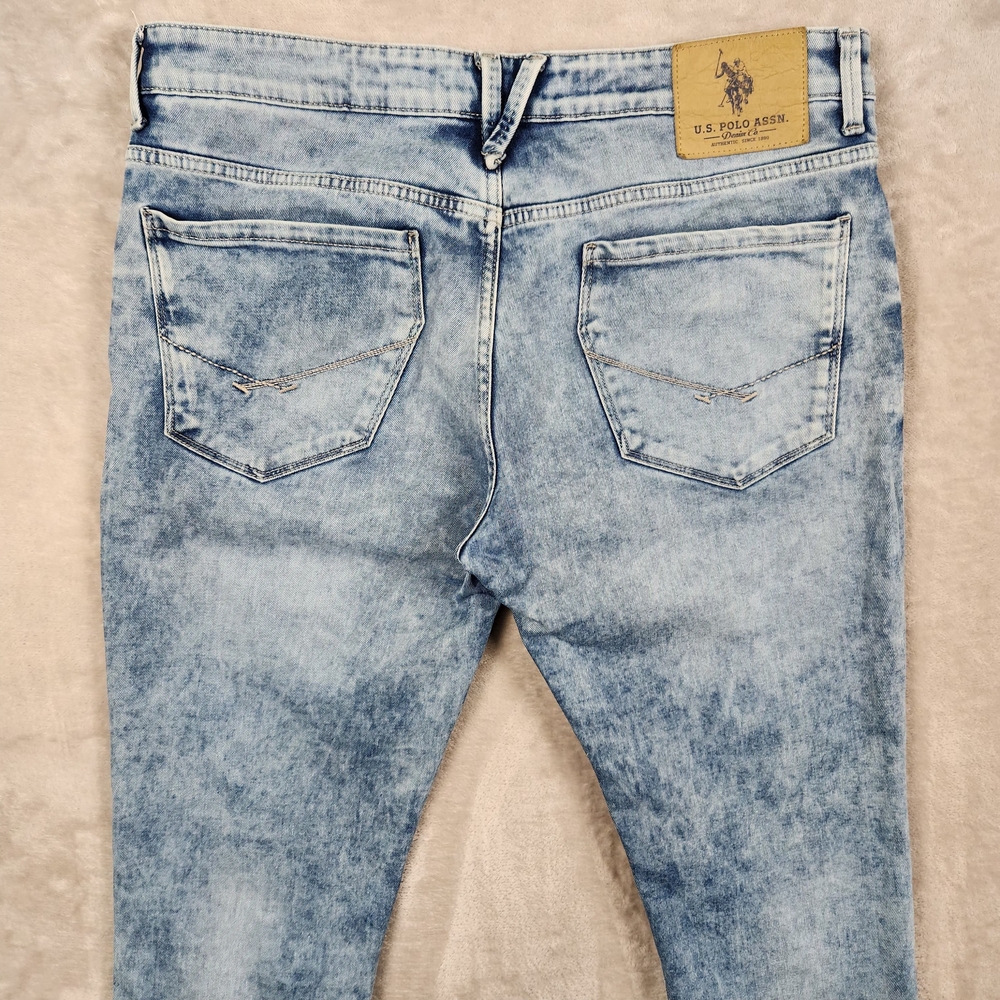 U.S. Polo Assn. Jeans Brandon Men's Acid Wash Blue Slim Tapered Size W33 - Picture 4 of 16